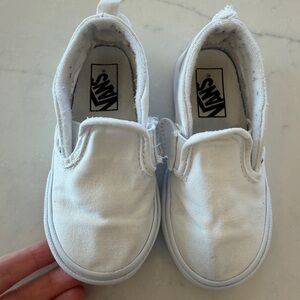 Vans slip on toddler unisex size 8 white